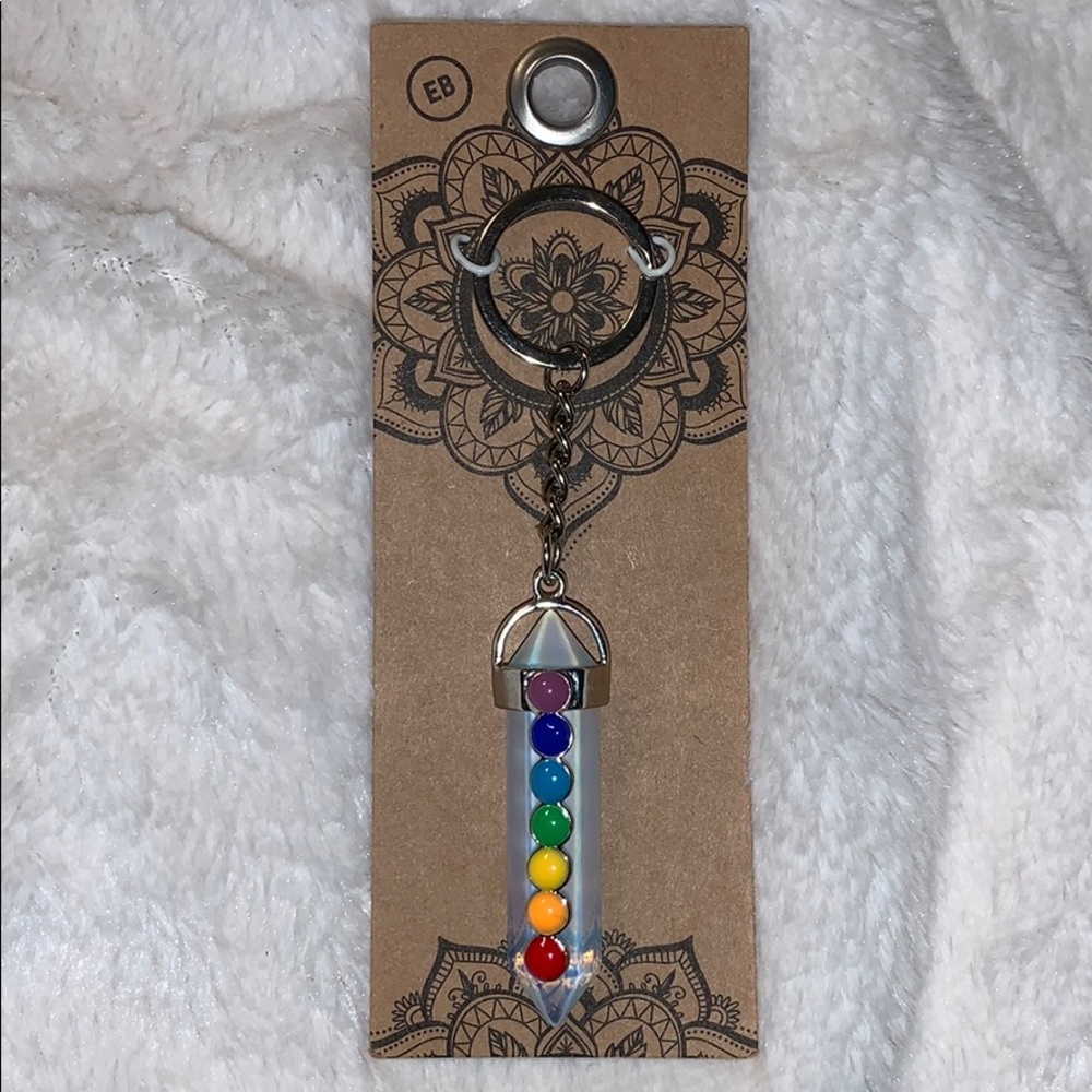 Opal Prism keychain with enamel rainbow dots